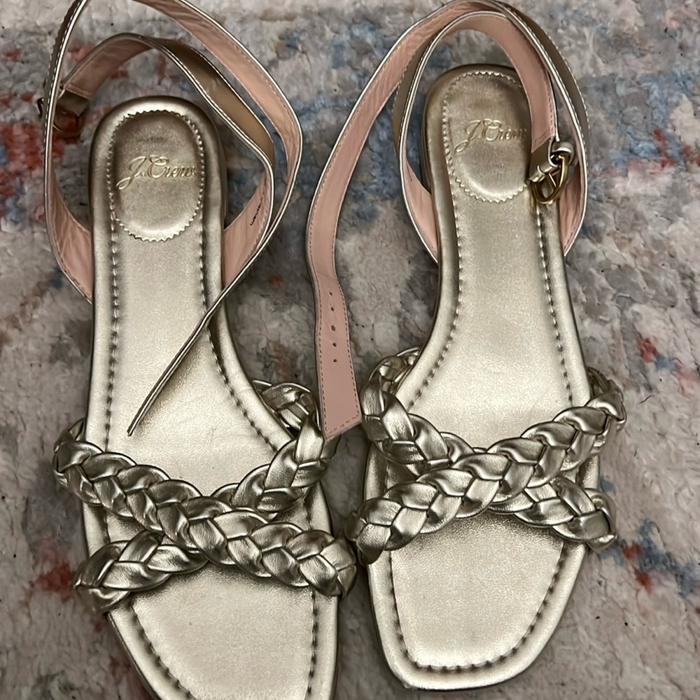 Jcrew gold leather sandals